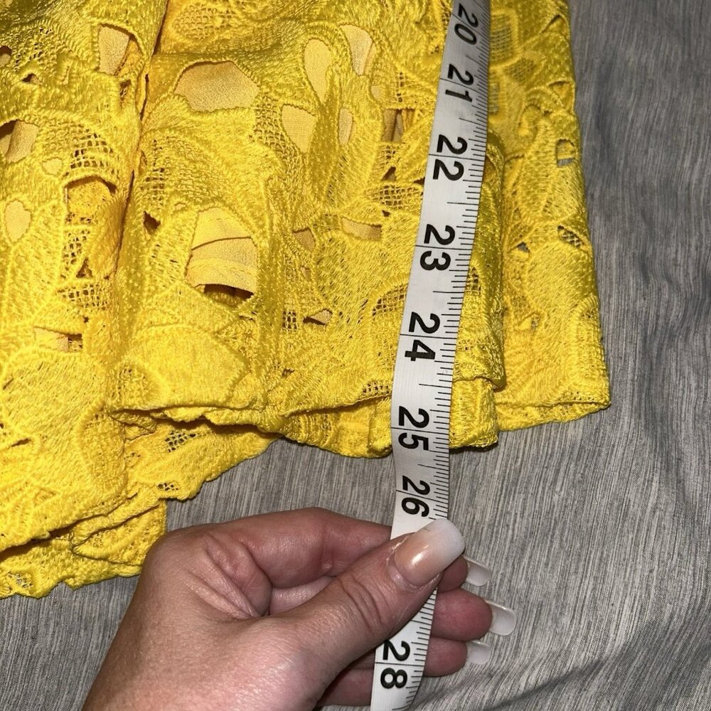 Prabal Gurung For JCPenney Yellow Puff Sleeve V-Neck Floral Party Dress Size 4 - Picture 10 of 11